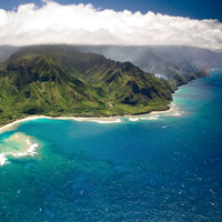 Beautiful view of Kauai from the air